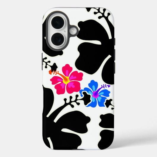 Black White Hibiscus Design Case-Mate iPhone Case (Achterkant)