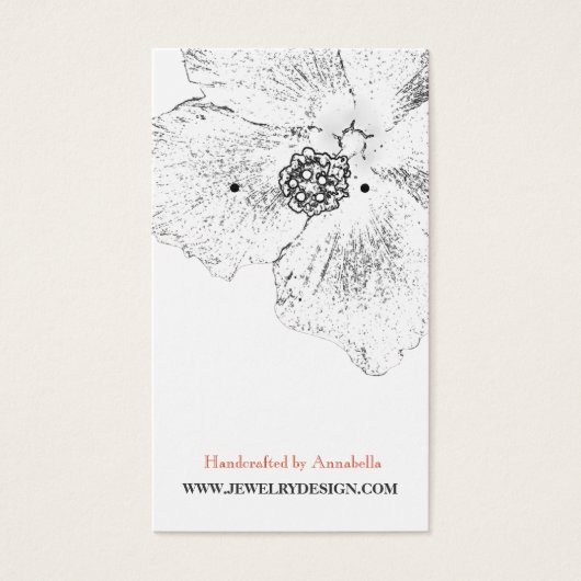 ©Black White Hibiscus Floral Earring Holder Visitekaartje (Voorkant)