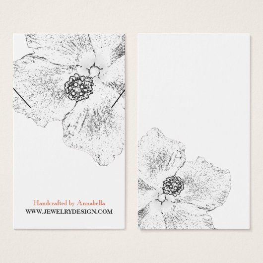 ©Black White Hibiscus Floral Ketting Display Kaart (Voorkant /achterkant)