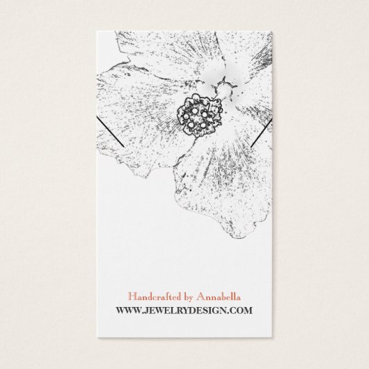 ©Black White Hibiscus Floral Ketting Display Kaart (Voorkant)