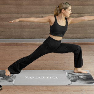 Black White Highland Koe Monogram naam Yogamat