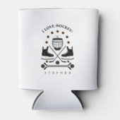 Black & White Hockey Equipment Pattern-Koelbox Blikjeskoeler (Voorkant)