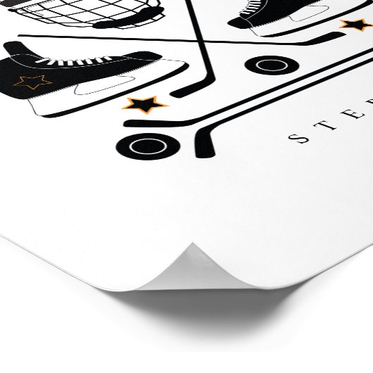Black & White Hockey Sports Equipment Pattern Post Poster (Hoek)