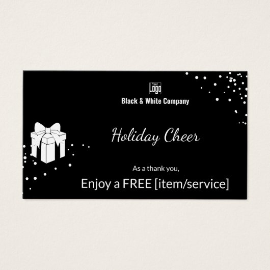 Black & White Holiday Cheer Gratis Cadeaubon Kaart (Voorkant)