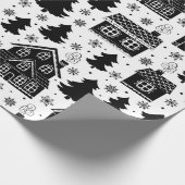 Black White Holiday Patroon Elegant Xmas Cadeaupapier (Hoek)