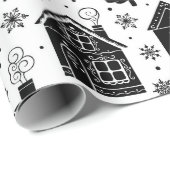 Black White Holiday Patroon Elegant Xmas Cadeaupapier (Rol Hoek)