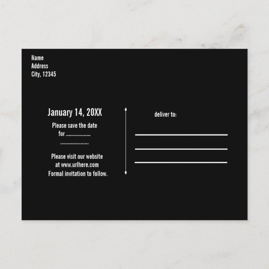 Black & White HOLLYWOOD Curtains Elegant Party Aankondigingskaart (Achterkant)