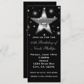 Black & White Hollywood Star  Uitnodiging (Voorkant / Achterkant)