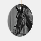 Black White Horse - Animal Photography Art Keramisch Ornament (Rechts)