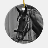 Black White Horse - Animal Photography Art Keramisch Ornament (Voorkant)