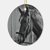 Black White Horse - Animal Photography Art Keramisch Ornament (Links)