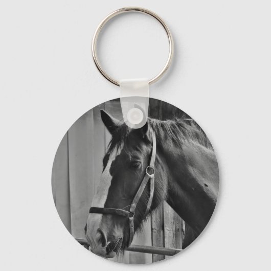 Black White Horse - Animal Photography Art Sleutelhanger (Voorkant)