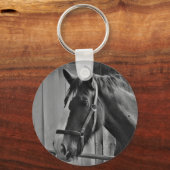 Black White Horse - Animal Photography Art Sleutelhanger (Voorkant)