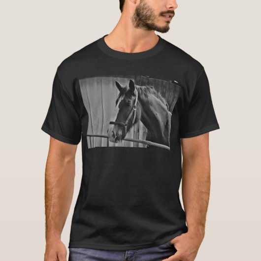 Black White Horse - Animal Photography Art T-shirt (Voorkant)