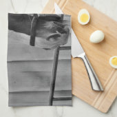 Black White Horse - Animal Photography Art Theedoek (Quarter Fold)