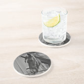 Black White Horse - Animal Photography Art Zandsteen Onderzetter (Zijkant)