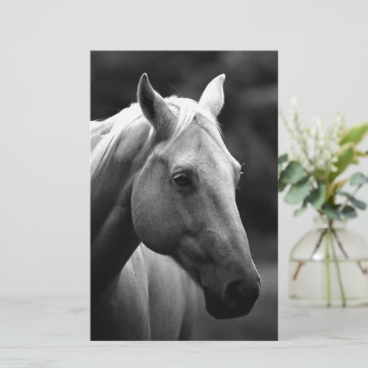 Black White Horse Briefpapier (Staand voorkant)