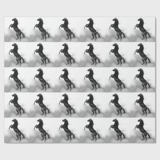 Black White Horse Cadeaupapier (Vlak)