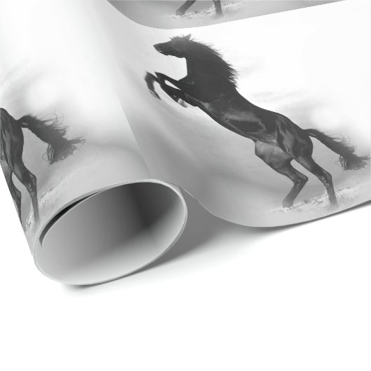 Black White Horse Cadeaupapier (Rol Hoek)
