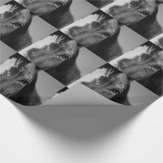 Black White Horse Eye Artwork Cadeaupapier (Hoek)