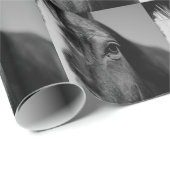 Black White Horse Eye Artwork Cadeaupapier (Rol Hoek)