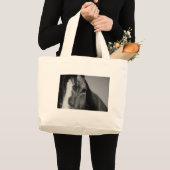 Black White Horse Eye Artwork Grote Tote Bag (Voorkant (product))