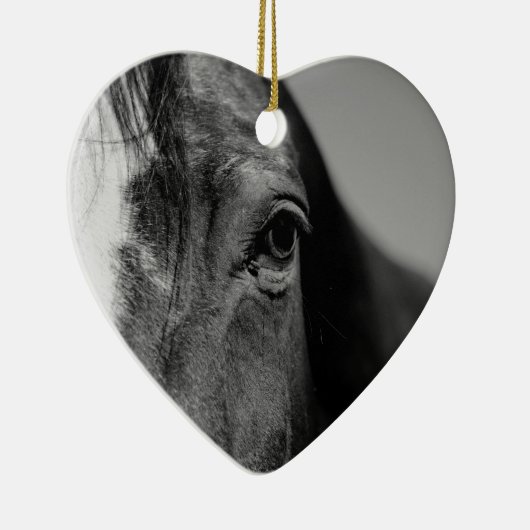 Black White Horse Eye Artwork Keramisch Ornament (Rechts)