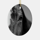 Black White Horse Eye Artwork Keramisch Ornament (Rechts)