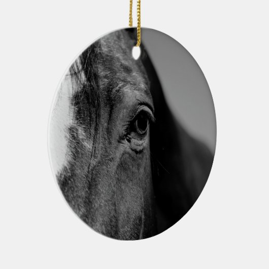 Black White Horse Eye Artwork Keramisch Ornament (Rechts)