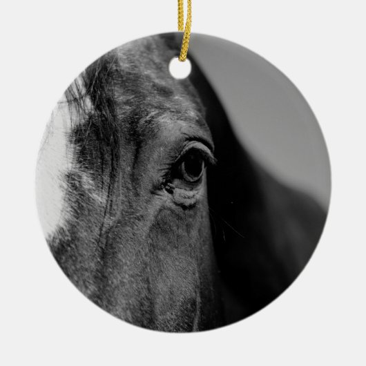 Black White Horse Eye Artwork Keramisch Ornament (Voorkant)