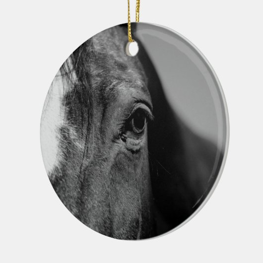 Black White Horse Eye Artwork Keramisch Ornament (Links)