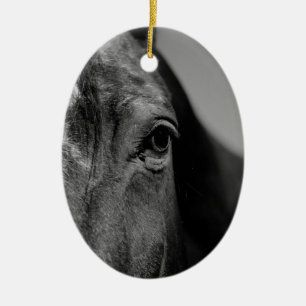 Black White Horse Eye Artwork Keramisch Ornament