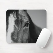 Black White Horse Eye Artwork Muismat (Met muis)