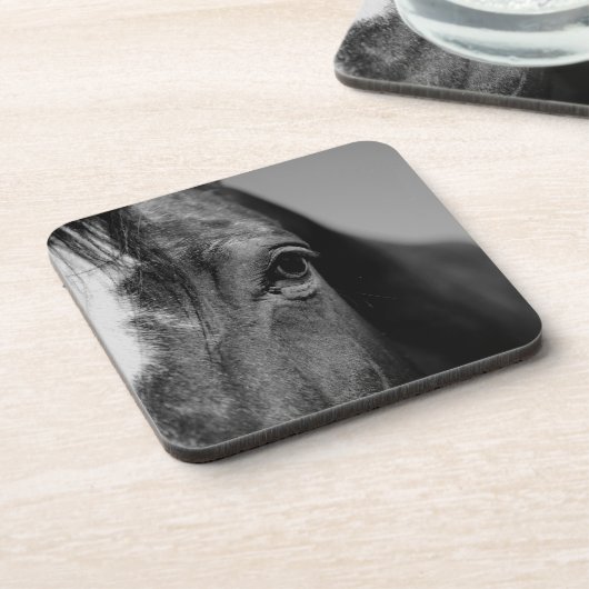 Black White Horse Eye Artwork Onderzetter (Linkerzijde)