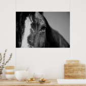 Black White Horse Eye Artwork Poster (Keuken)