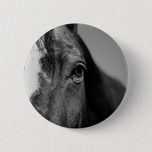 Black White Horse Eye Artwork Ronde Button 5,7 Cm (Voorkant)
