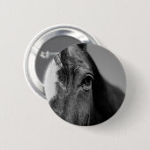 Black White Horse Eye Artwork Ronde Button 5,7 Cm (Voorkant /achterkant)