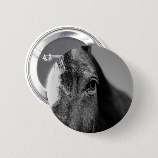 Black White Horse Eye Artwork Ronde Button 5,7 Cm (Voorkant /achterkant)