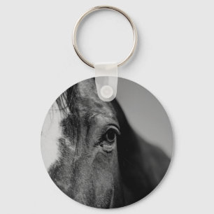 Black White Horse Eye Artwork Sleutelhanger