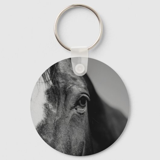 Black White Horse Eye Artwork Sleutelhanger (Voorkant)