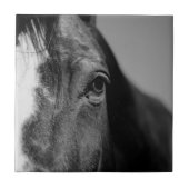 Black White Horse Eye Artwork Tegeltje (Voorkant)