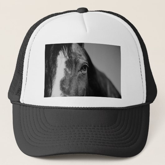 Black White Horse Eye Artwork Trucker Pet (Voorkant)