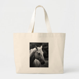 Black White Horse Grote Tote Bag