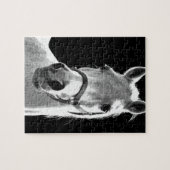 Black White Horse in de nacht close-up Legpuzzel (Horizontaal)