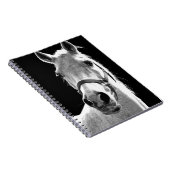 Black White Horse in de nacht close-up Notitieboek (Rechterzijde)