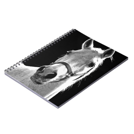 Black White Horse in de nacht close-up Notitieboek (Linkerzijde)