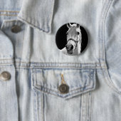 Black White Horse in de nacht close-up Ronde Button 5,7 Cm (In situ)
