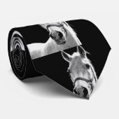 Black White Horse in de nacht close-up Stropdas (Opgerold)