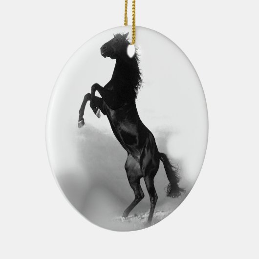 Black White Horse Keramisch Ornament (Rechts)