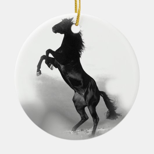 Black White Horse Keramisch Ornament (Voorkant)